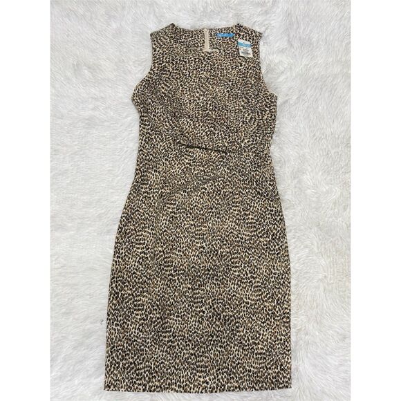 J McLaughlin Micro Animal Print Anne Sheath Dress Women Size 0 Sleeveless NWT - Picture 1 of 15
